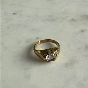 Bellestyle Vintage Elegant Gold Ring with Clear Gemstone